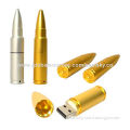 Bullet shape USB flash drive, wholesale/stainless bullet w/ 64MB to 32GB capacity/available in gold